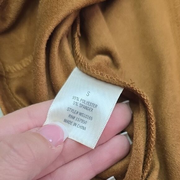 Francesca's Mi Ami Tan A-Line Faux Suade Mini Skirt Casual - Picture 6 of 6